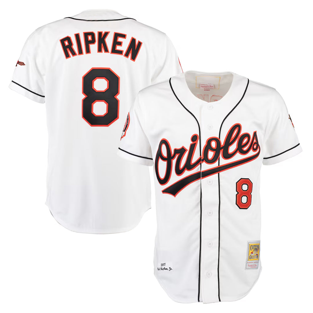 Davalo B.Orioles #8 Cal Ripken Player White Mitchell & Ness Home Game Stitched Jerseys