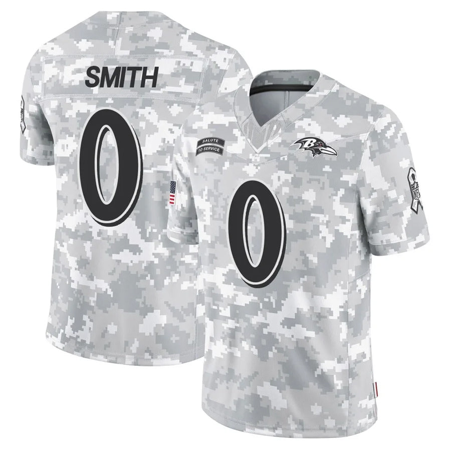 Davalo B.Ravens #0 Roquan Smith Player Arctic Camo Salute to Service Limited Stitched Jerseys