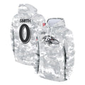 Davalo B.Ravens #0 Roquan Smith Player Arctic Camo Salute to Service Pullover Hoodie Stitched Jerseys
