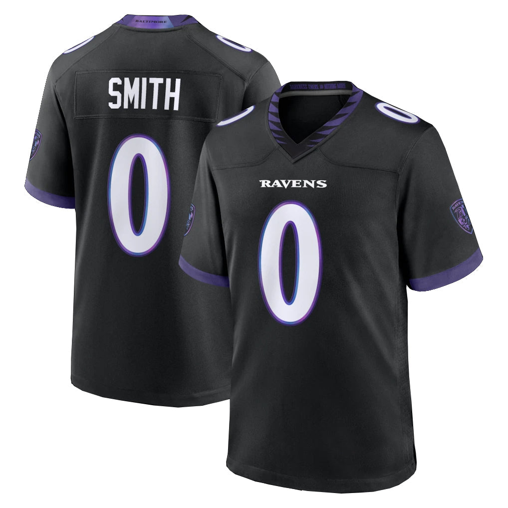 Davalo B.Ravens #0 Roquan Smith Player Black Home Game Stitched Jerseys