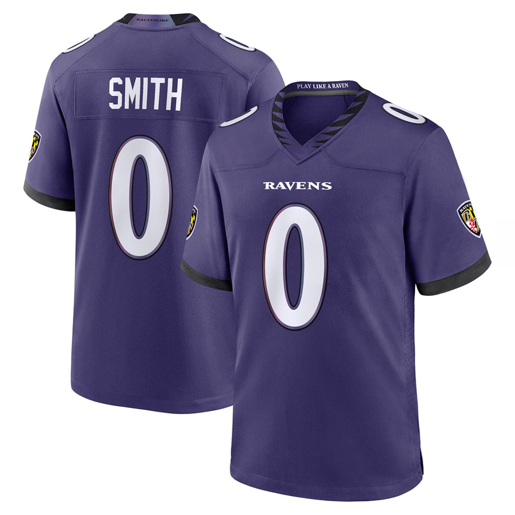 Davalo B.Ravens #0 Roquan Smith Player Purple Home Game Stitched Jerseys