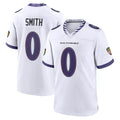 Davalo B.Ravens #0 Roquan Smith Player White Purple Home Game Stitched Jerseys