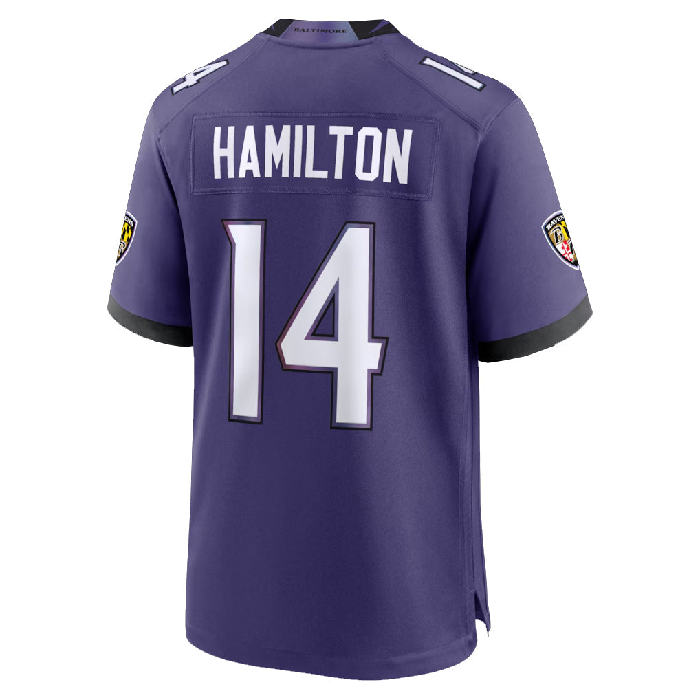 Davalo B.Ravens #14 Kyle Hamilton Player Purple Home Game Stitched Jerseys