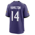 Davalo B.Ravens #14 Kyle Hamilton Player Purple Home Game Stitched Jerseys