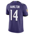 Davalo B.Ravens #14 Kyle Hamilton Player Purple Limited Elite Home Game Stitched Jerseys