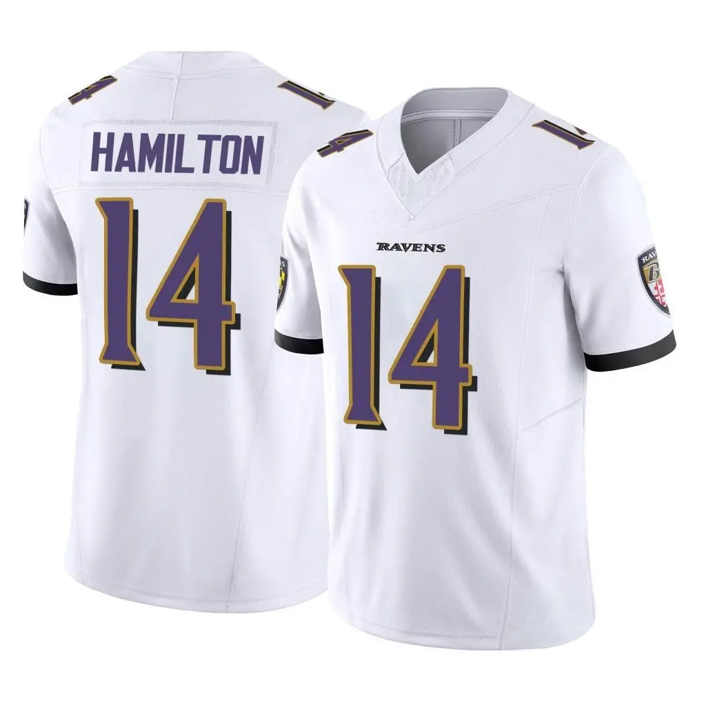 Davalo B.Ravens #14 Kyle Hamilton Player White Vapor F.U.S.E. Limited Elite Home Game Stitched Jerseys