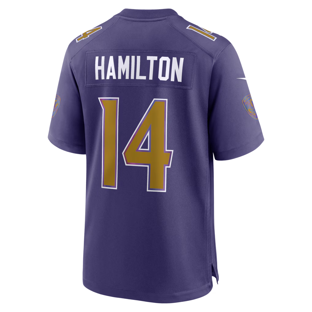 Davalo B.Ravens #14 Kyle Hamilton Purple Alternate Game Stitched Jerseys