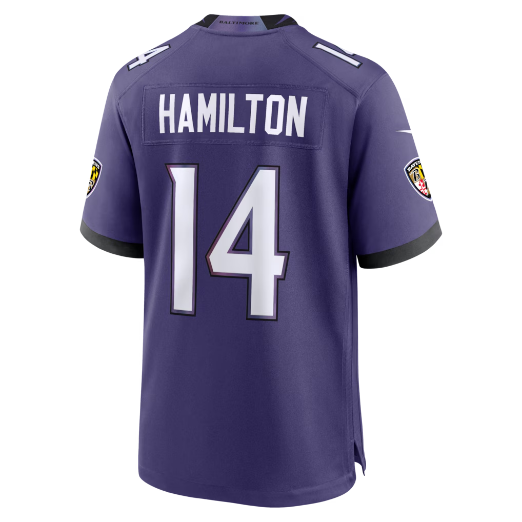 Davalo B.Ravens #14 Kyle Hamilton Purple Team Game Stitched Jerseys