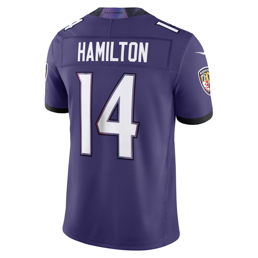Davalo B.Ravens #14 Kyle Hamilton Purple Team Vapor F.U.S.E. Stitched Limited Jerseys