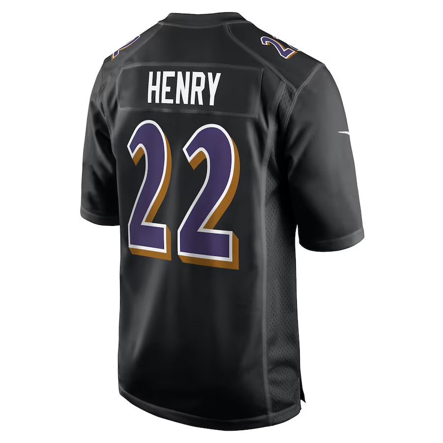 Davalo B.Ravens #22 Derrick Henry Player Carbon Black Fashion Home Game Stitched Jerseys