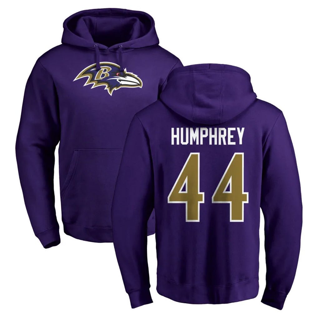 Davalo B.Ravens #44 Marlon Humphrey Player Purple Salute to Service Pullover Hoodie Stitched Jerseys