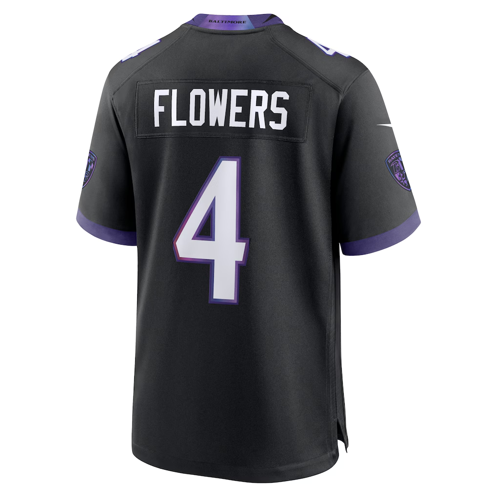 Davalo B.Ravens #4 Zay Flowers Black Alternate Stitched Jerseys