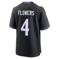 Davalo B.Ravens #4 Zay Flowers Black Alternate Stitched Jerseys