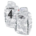 Davalo B.Ravens #4 Zay Flowers Player Arctic Camo Salute to Service Pullover Hoodie Stitched Jerseys