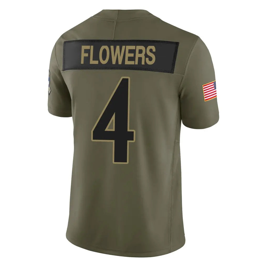 Davalo B.Ravens #4 Zay Flowers Player Olive Salute To Service Limited Home Game Stitched Jerseys