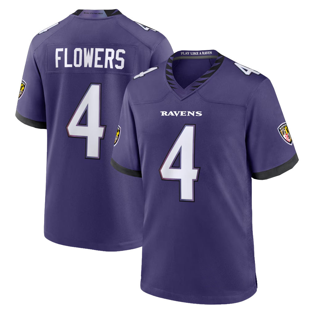 Davalo B.Ravens #4 Zay Flowers Player Purple Home Game Stitched Jerseys