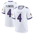 Davalo B.Ravens #4 Zay Flowers Player White Home Game Stitched Jerseys