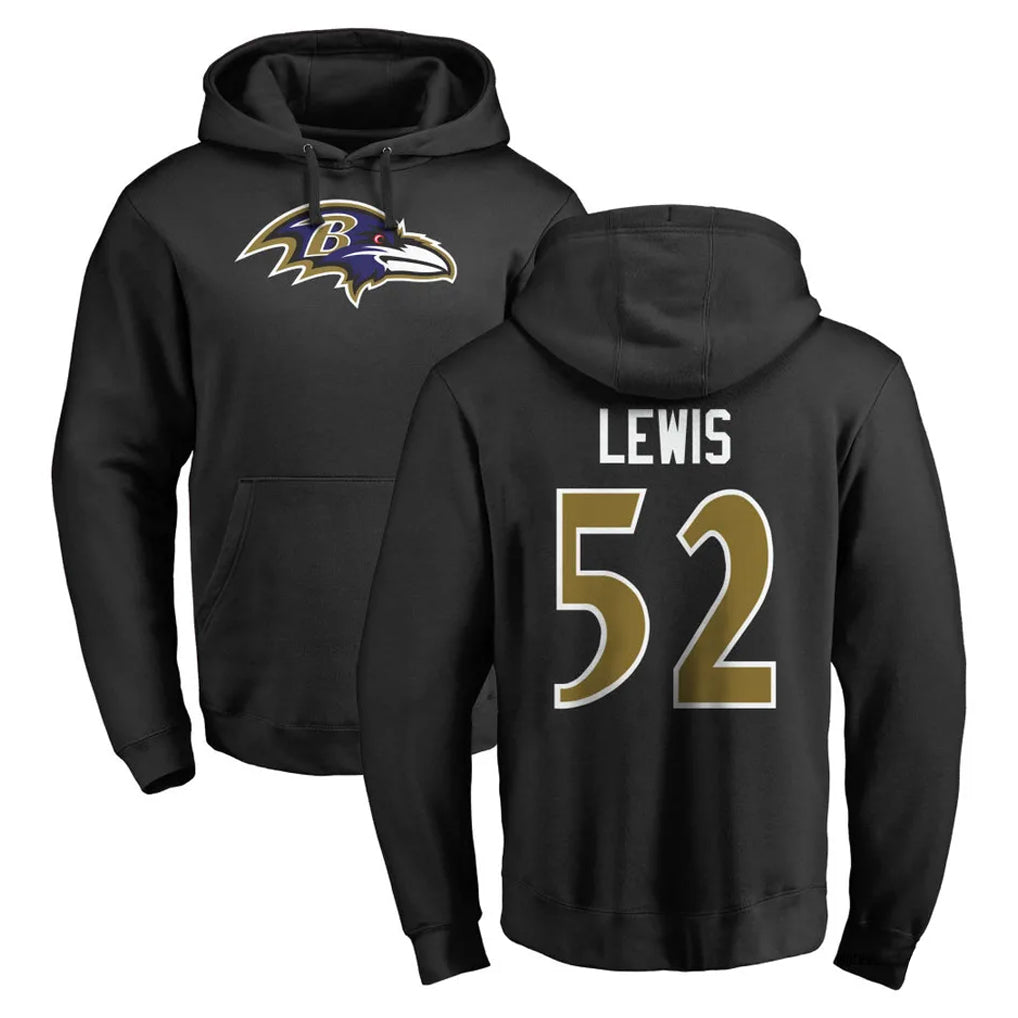 Davalo B.Ravens #52 Ray Lewis Player Black Pullover Hoodie Stitched Jerseys
