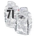 Davalo B.Ravens #71 Olaivavega Ioane Player Arctic Camo Salute To Service Hoodie Stitched Jerseys