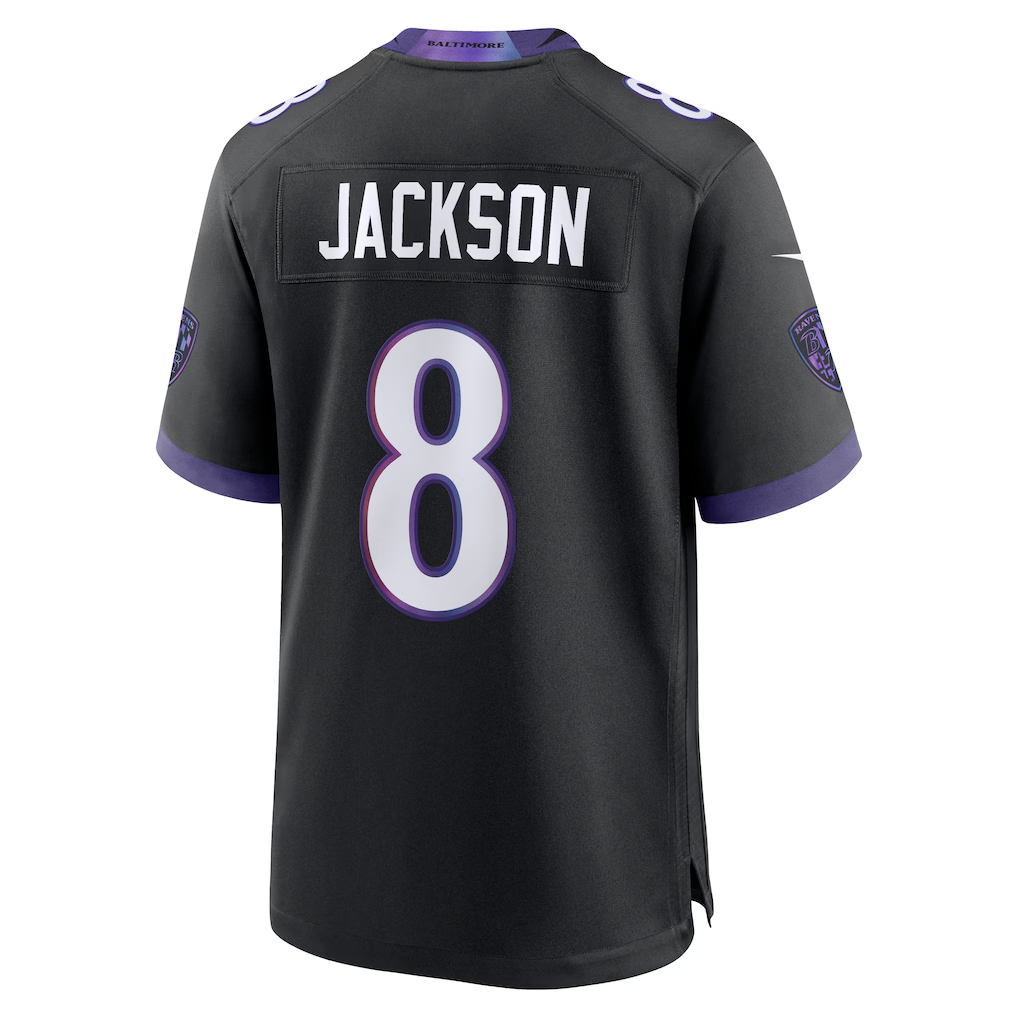 Davalo B.Ravens #8 Lamar Jackson Black Alternate Game Stitched Jerseys