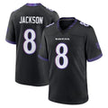 Davalo B.Ravens #8 Lamar Jackson Player Black Home Game Stitched Jerseys
