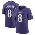 Davalo B.Ravens #8 Lamar Jackson Player Purple Home Game Stitched Jerseys