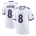 Davalo B.Ravens #8 Lamar Jackson Player White Home Game Stitched Jerseys