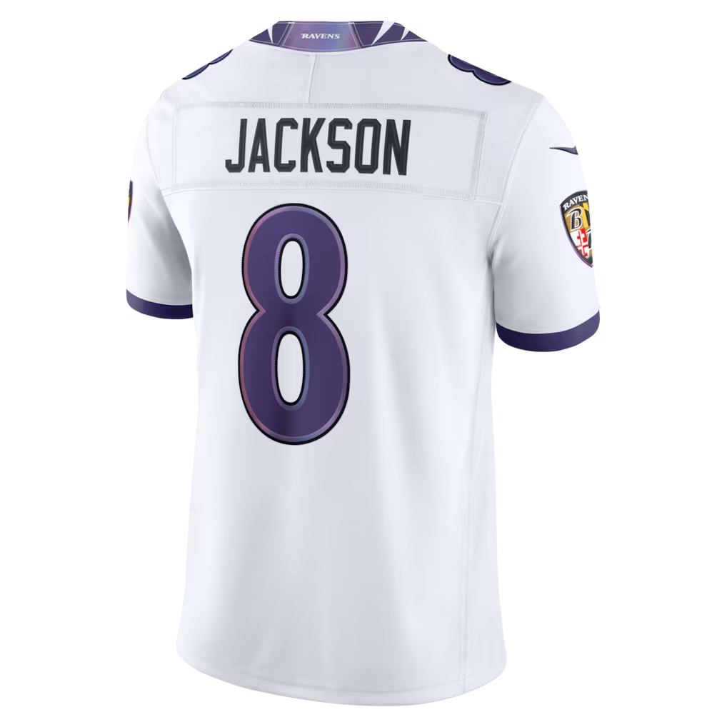 Davalo B.Ravens #8 Lamar Jackson White Vapor F.U.S.E. Stitched Limited Jerseys