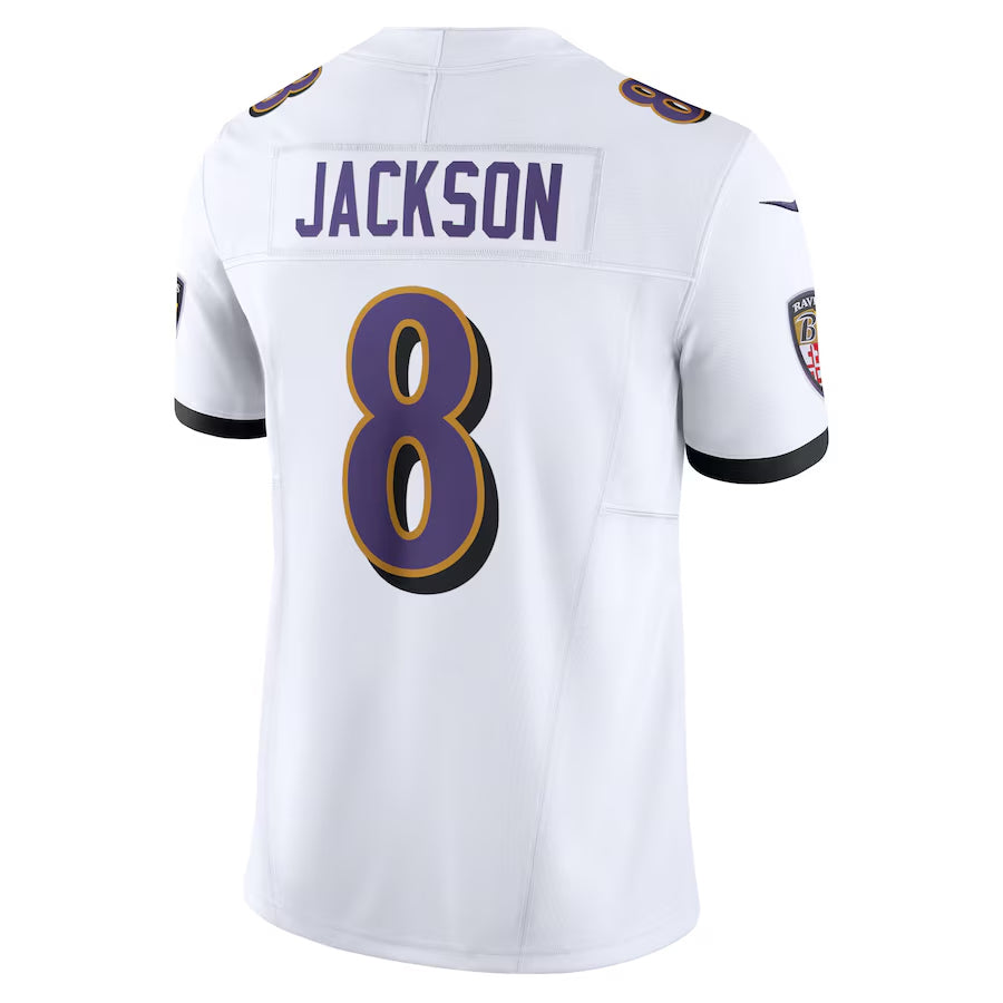 Davalo B.Ravens #8 Lamar Jackson Player White Vapor F.U.S.E. Limited Stitched Jerseys