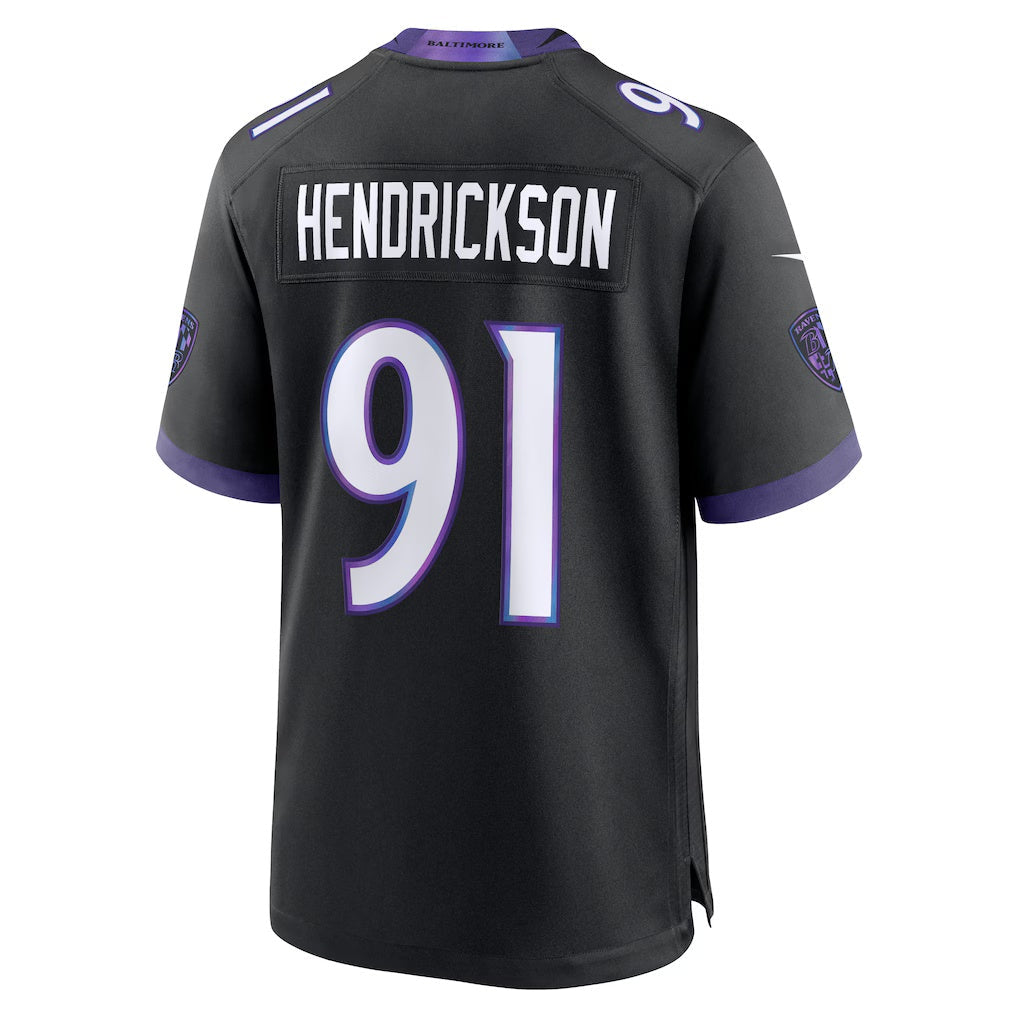 Davalo B.Ravens #91 Trey Hendrickson Black Alternate Game Stitched Jerseys