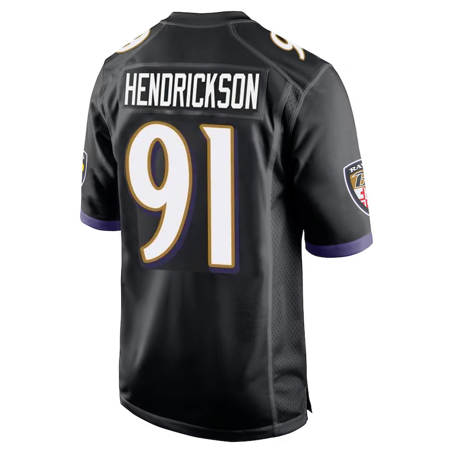 Davalo B.Ravens #91 Trey Hendrickson Player Black Alternate Home Game Stitched Jerseys