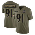 Davalo B.Ravens #91 Trey Hendrickson Player Olive Salute To Service Limited Home Game Stitched Jerseys