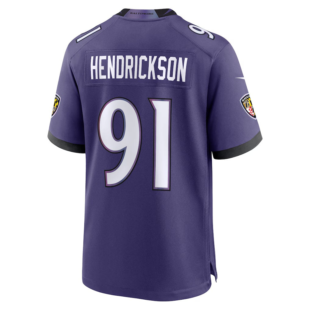 Davalo B.Ravens #91 Trey Hendrickson Purple Team Game Stitched Jerseys