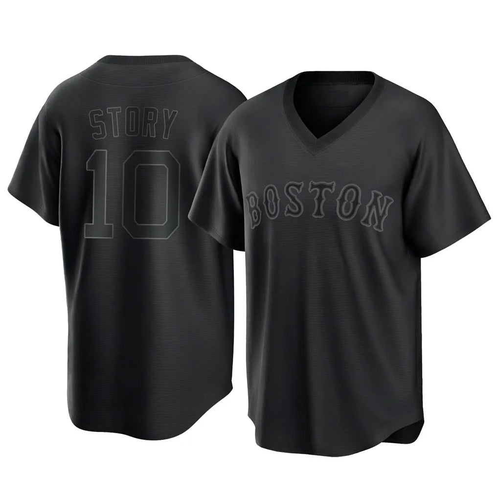 Davalo B.Red Sox #10 Trevor Story Player Black T-shirt Home Game Stitched Jerseys