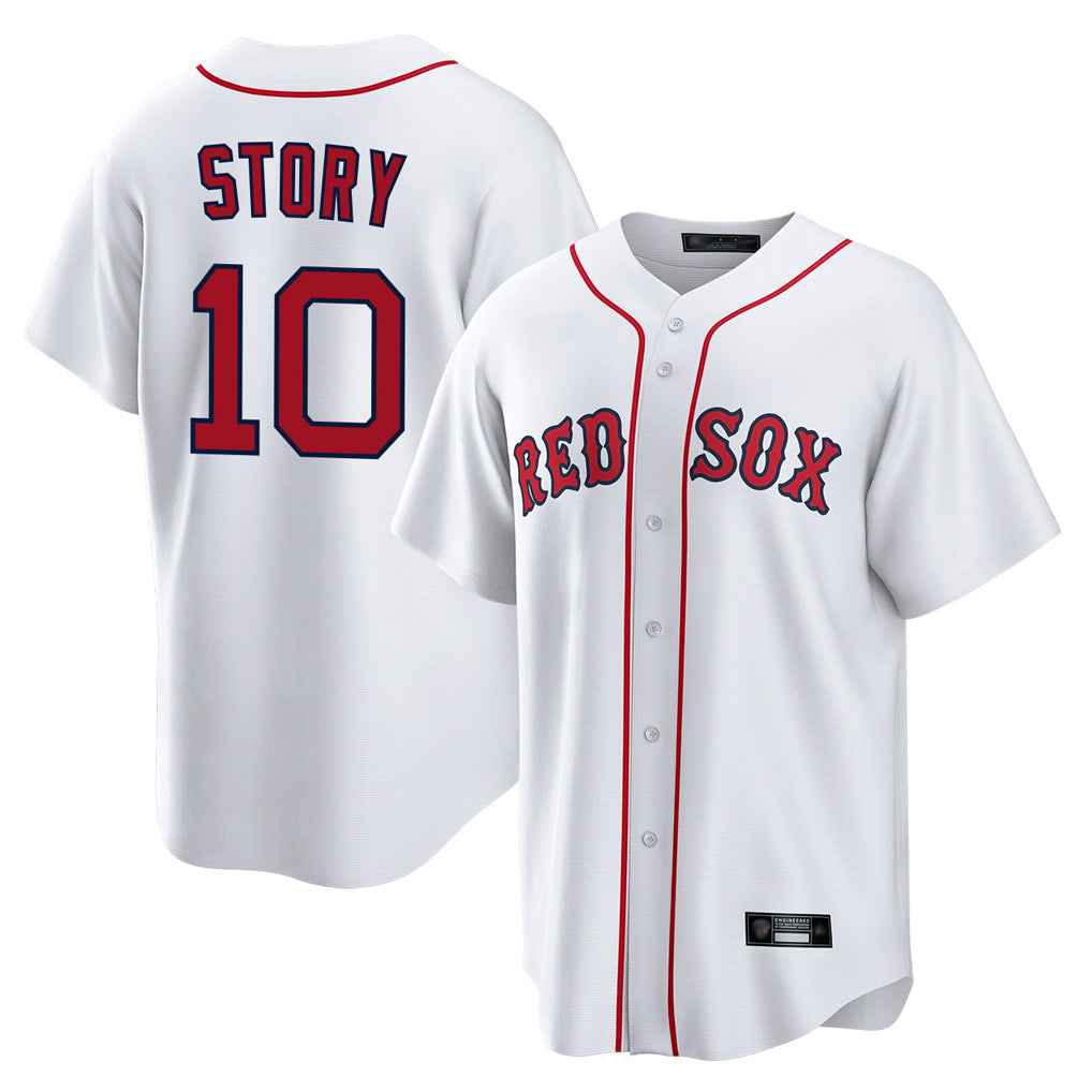 Davalo B.Red Sox #10 Trevor Story Player White Home Game Stitched Jerseys