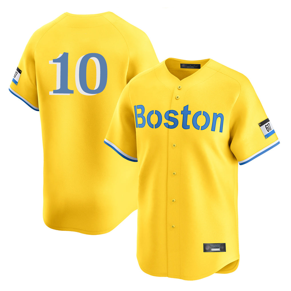 Davalo B.Red Sox #10 Trevor Story Player Yellow Limited Home Game Stitched Jerseys