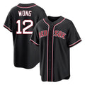 Davalo B.Red Sox #12 Connor Wong Player Black Out Home Game Stitched Jerseys