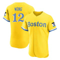 Davalo B.Red Sox #12 Connor Wong Player Yellow Limited Elite Home Game Stitched Jerseys