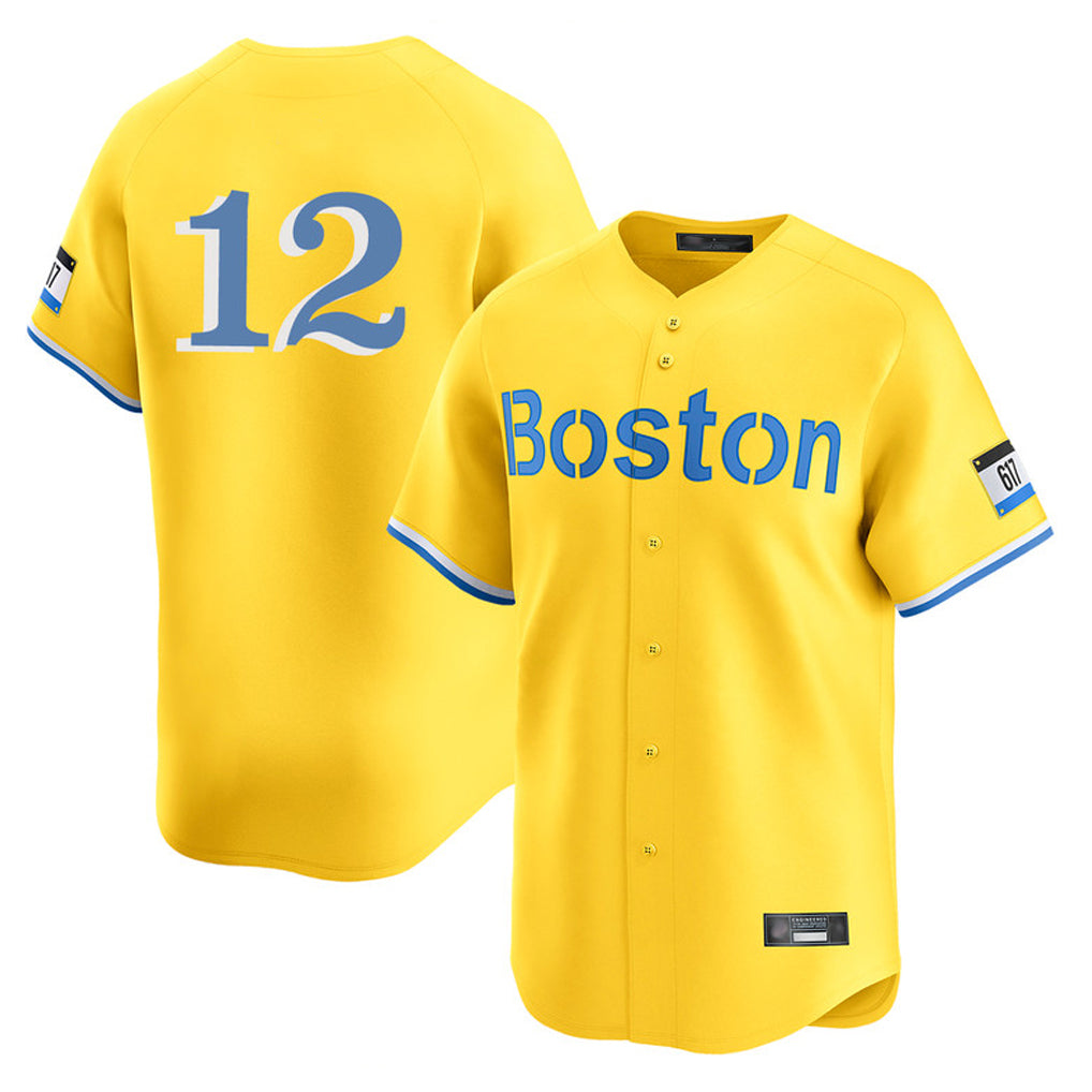 Davalo B.Red Sox #12 Connor Wong Player Yellow Limited Home Game Stitched Jerseys