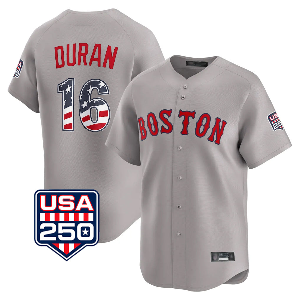 Davalo B.Red Sox #16 Jarren Duran Player Gray Road USA 250 Fourth of July Limited Home Game Stitched Jerseys