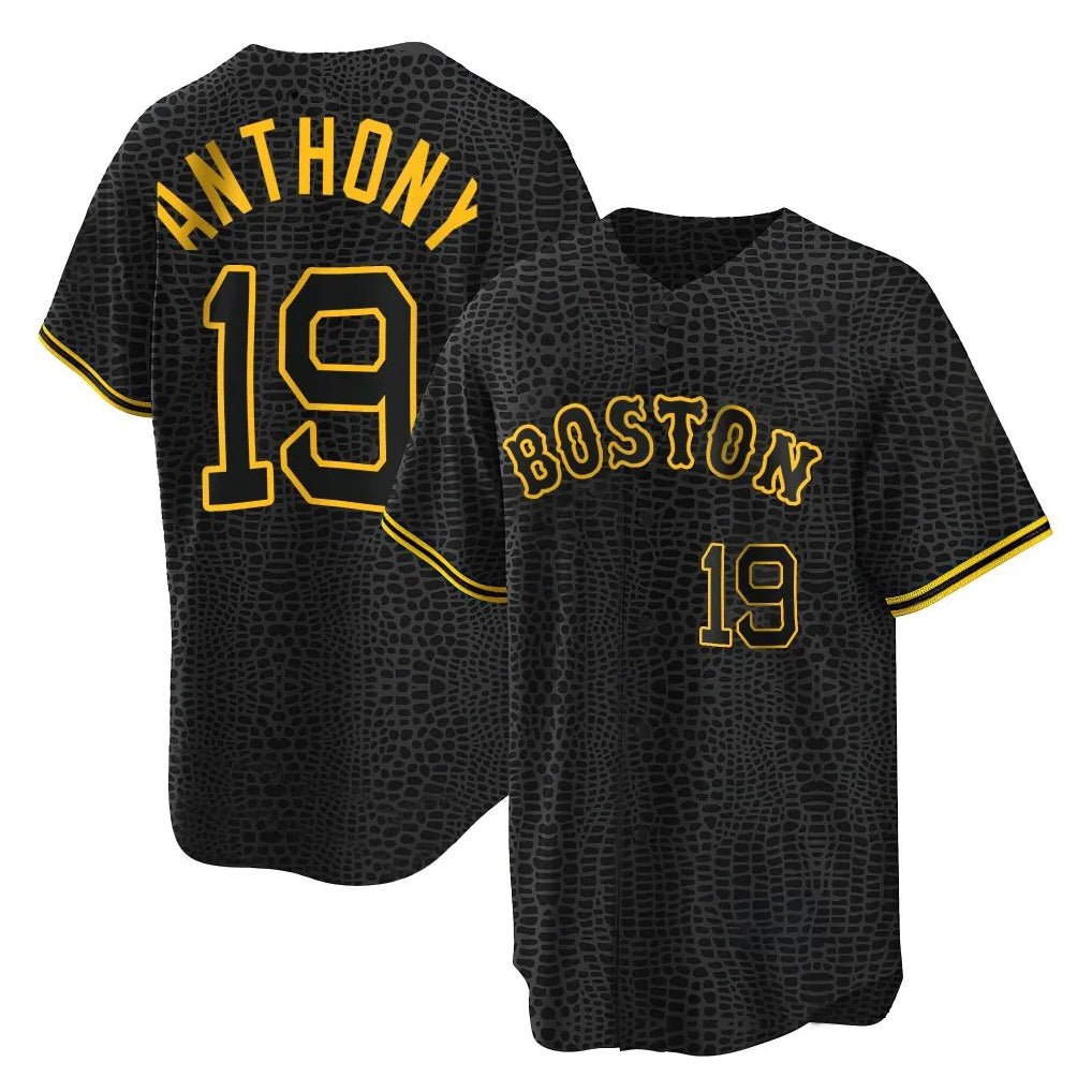 Davalo B.Red Sox #19 Roman Anthony Player Black Snake Skin City Home Game Stitched Jerseys