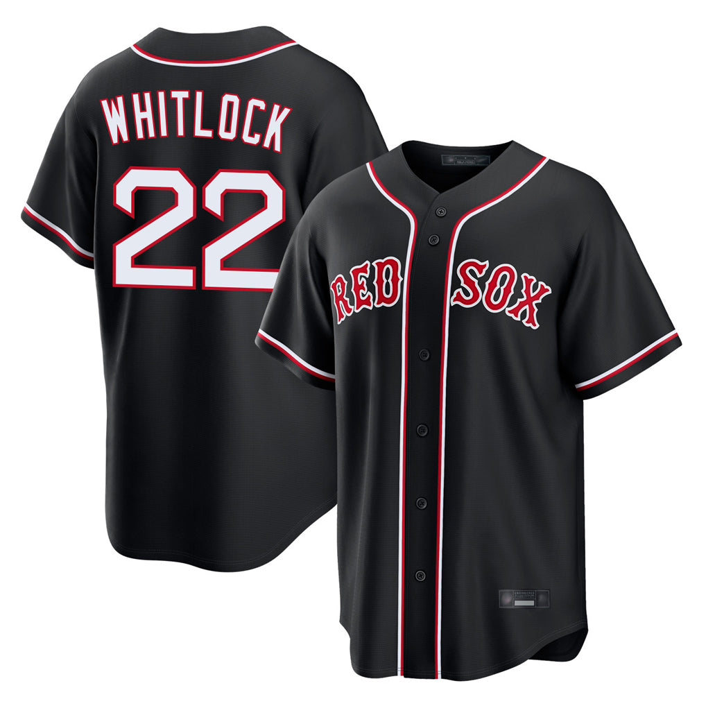 Davalo B.Red Sox #22 Garrett Whitlock Player Black Out Home Game Stitched Jerseys