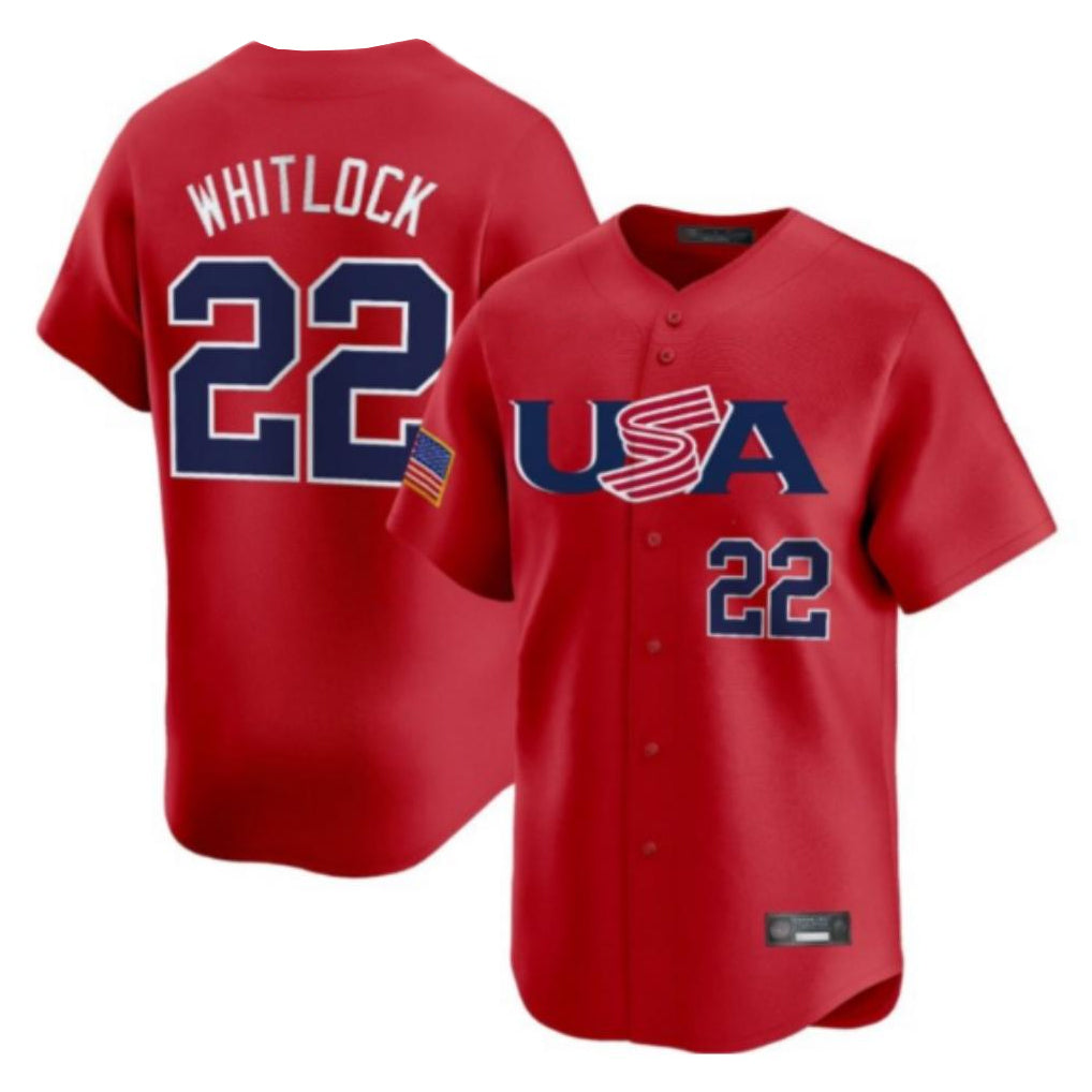 Davalo B.Red Sox #22 Garrett Whitlock Player Red USA World Classic Home Game Stitched Jerseys