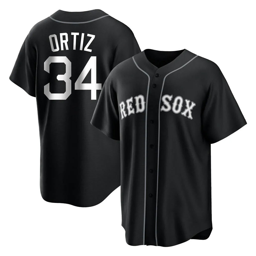 Davalo B.Red Sox #34 David Ortiz Player Black Home Game Stitched Jerseys