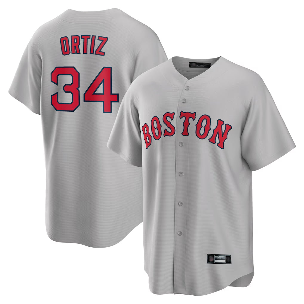 Davalo B.Red Sox #34 David Ortiz Player Gray Road Home Game Stitched Jerseys