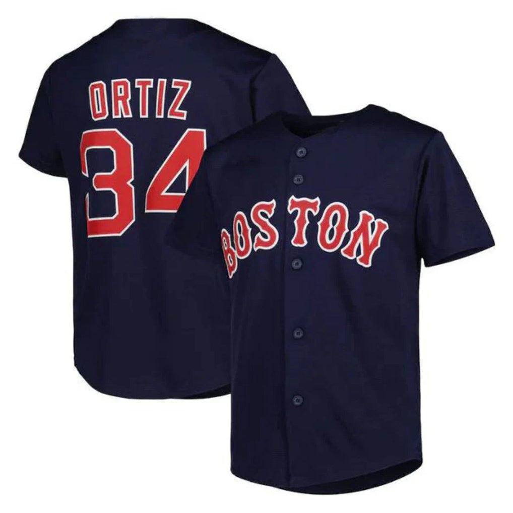 Davalo B.Red Sox #34 David Ortiz Player Navy Mitchell & Ness Cooperstown Collection Mesh Home Stitched Jerseys
