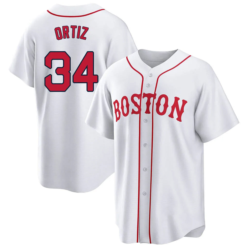 Davalo B.Red Sox #34 David Ortiz Player White Game Home Stitched Jerseys