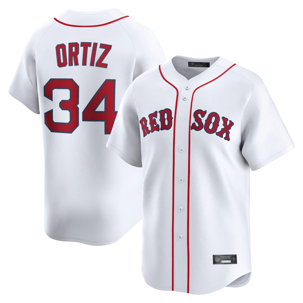 Davalo B.Red Sox #34 David Ortiz Player White Limited Home Game Stitched Jerseys