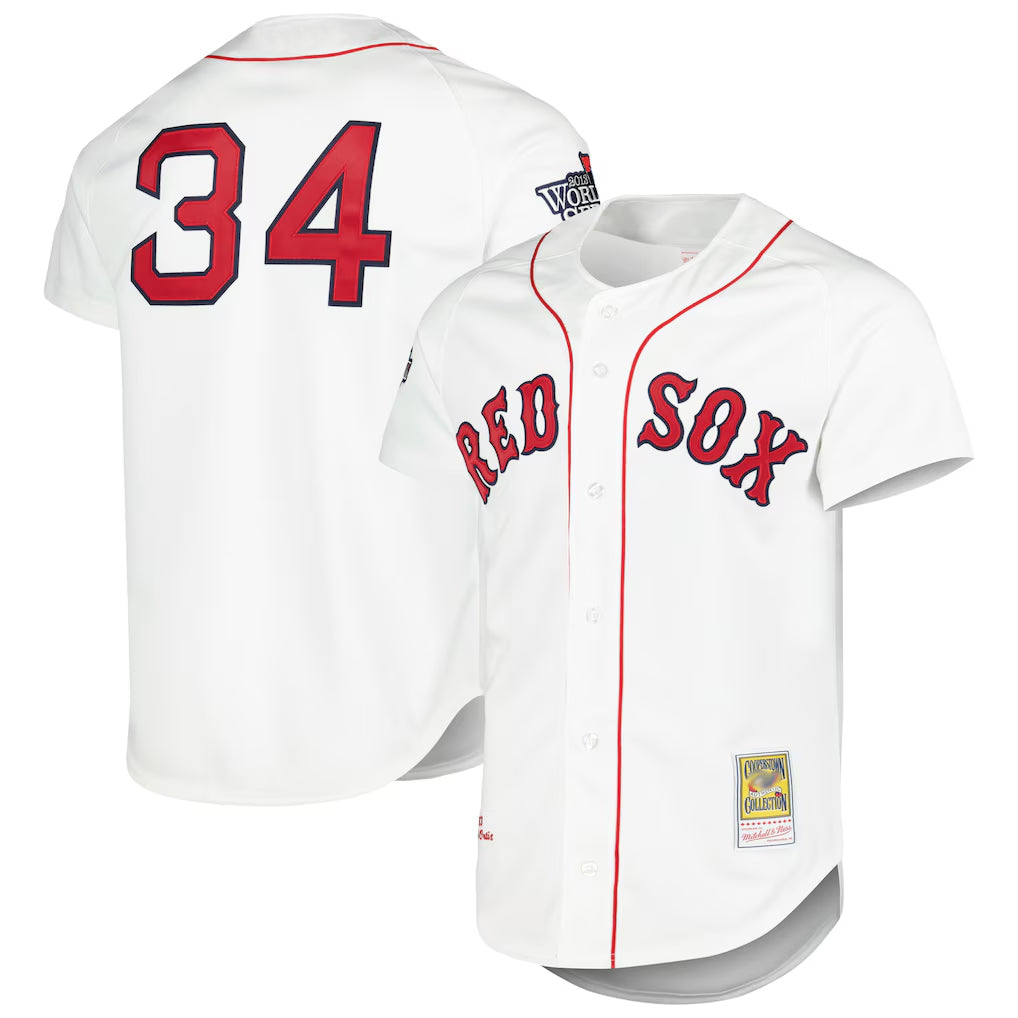 Davalo B.Red Sox #34 David Ortiz Player White Mitchell & Ness Cooperstown Collection Mesh Home Stitched Jerseys