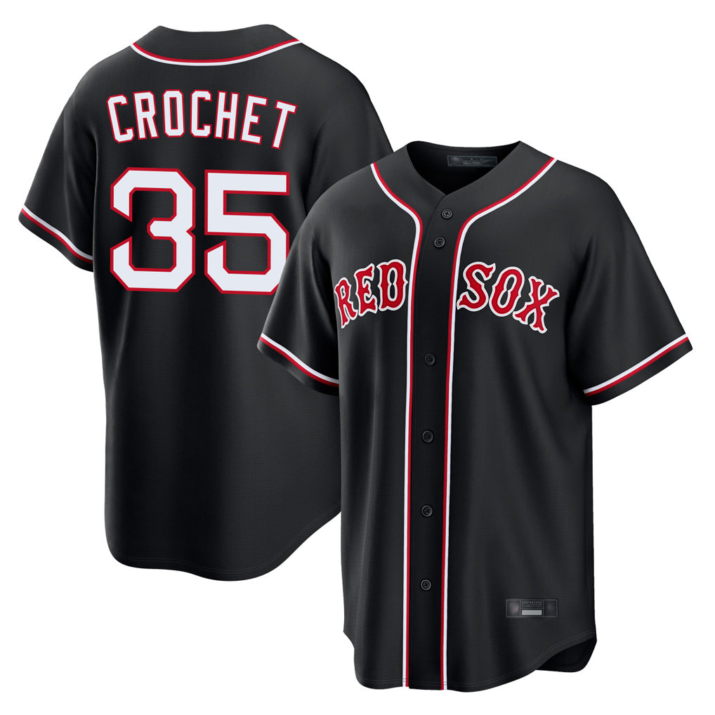 Davalo B.Red Sox #35 Garrett Crochet Player Black Out Home Game Stitched Jerseys